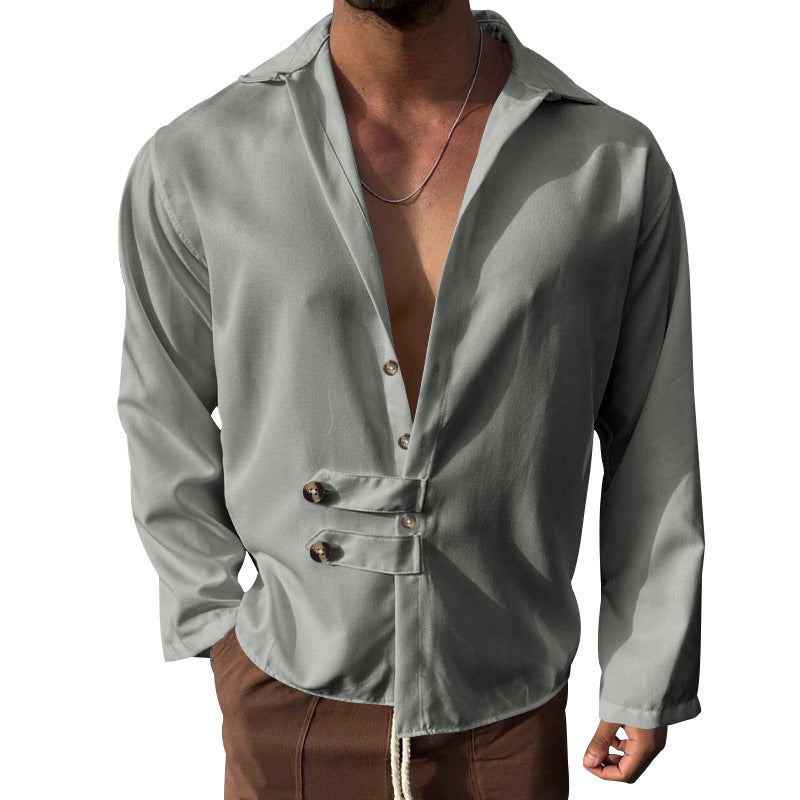 Herren Langarmhemd Modern mit Knopfleiste Elegantes Design