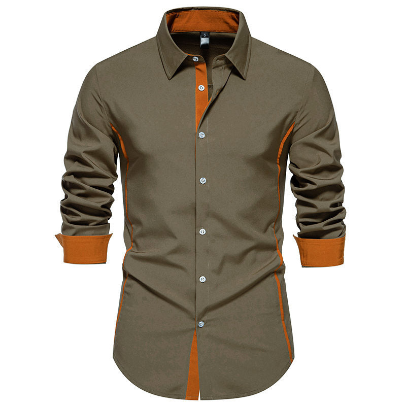 Herren Hemd Langarm Elegantes Business Hemd Mit Kontrastkragen