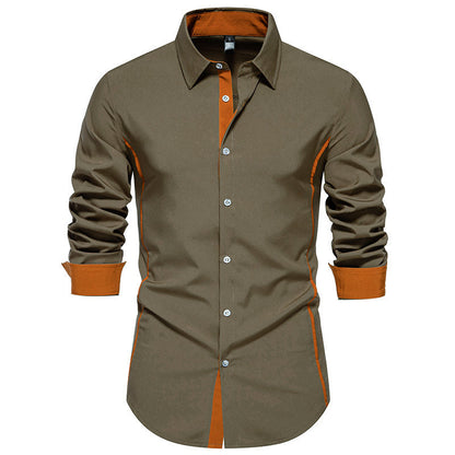 Herren Hemd Langarm Elegantes Business Hemd Mit Kontrastkragen