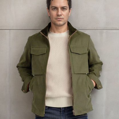 Herren Jacke Utility Modern mit Taschen Schwarz