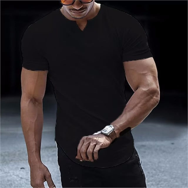 Herren T-Shirt Kurzarm V-Ausschnitt Slim Fit Modern