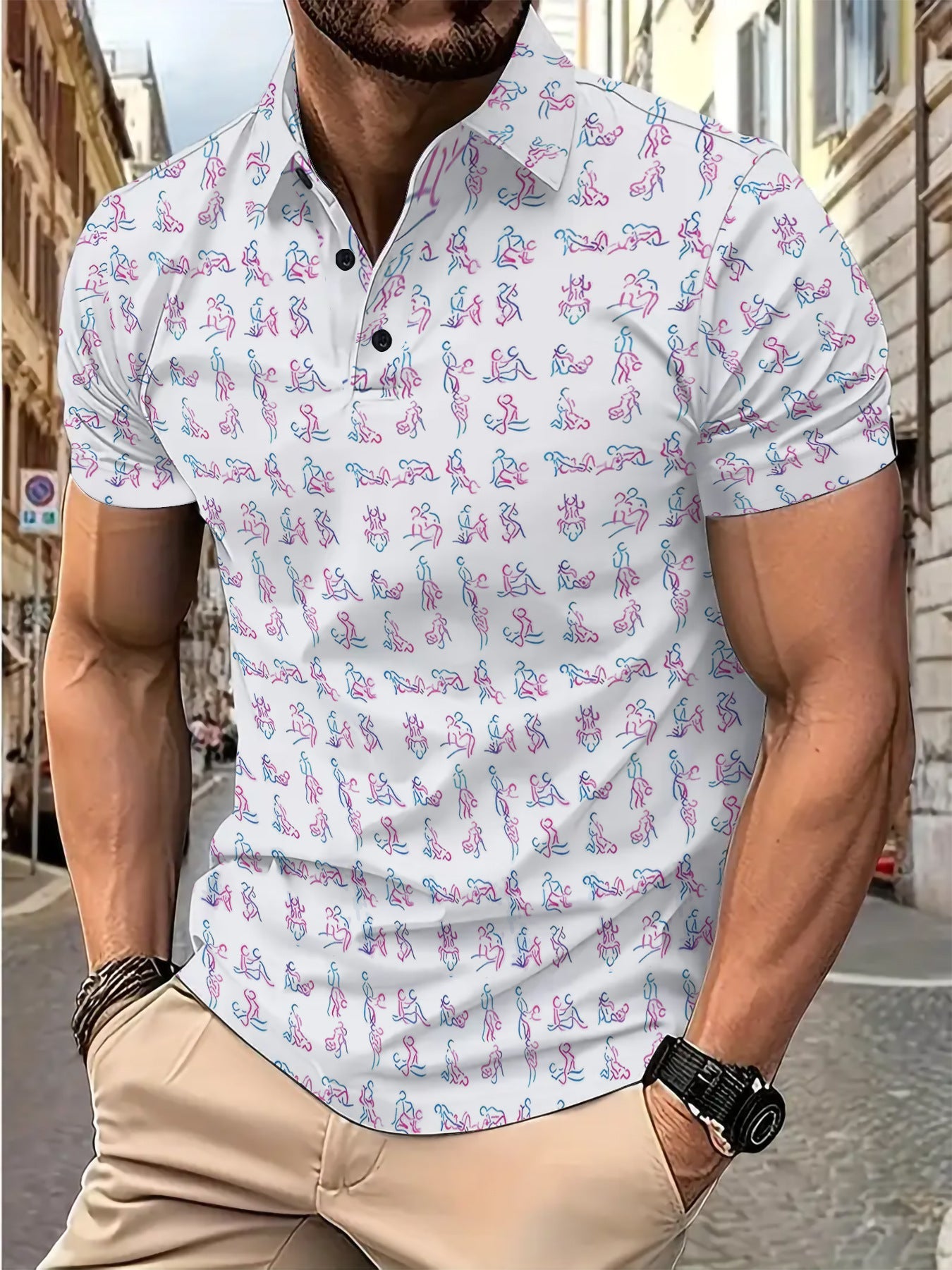 Herren Poloshirt Kurzarm Berlin Motivdruck Trendig