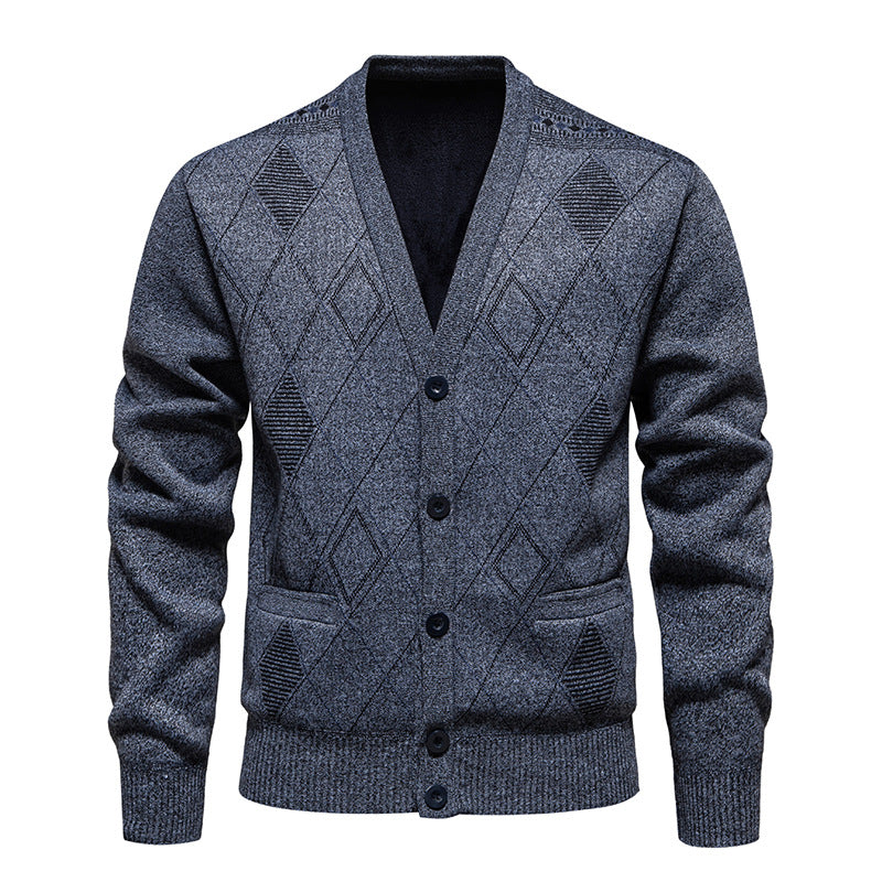Herren Strickjacke Rautenmuster Elegante Modern