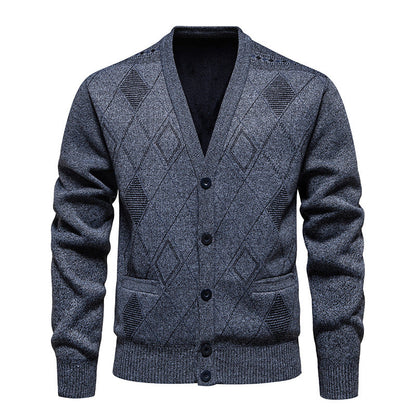 Herren Strickjacke Rautenmuster Elegante Modern