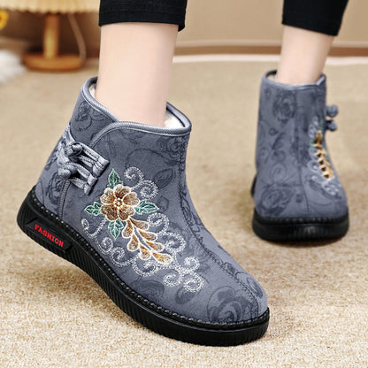 Damen Winterstiefel Bequem Elegante Floral Stickerei - BerlinGlamour