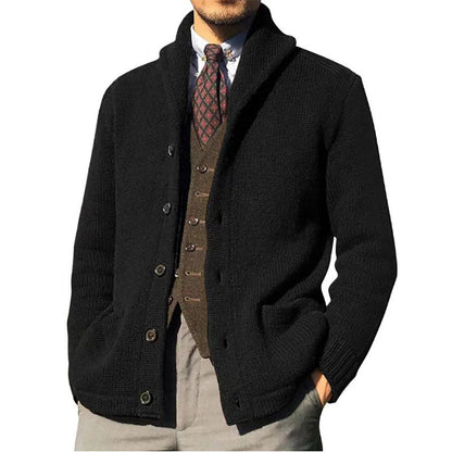 Herren Strickjacke Schick Kragen Knöpfe Modern