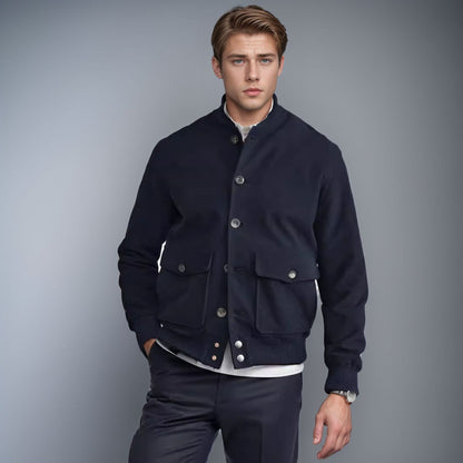 Herren Bomberjacke Leder Modern Mit Taschen - BerlinGlamour