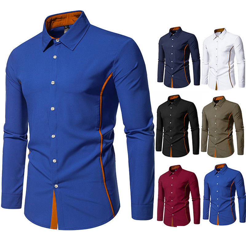 Herren modisches Langarmhemd mit stilvollen Kontrastdetails BerlinGlamour: Moderne Langarmhemd für Herren mit stilvollen Details und Kontrasten zur Berliner Glamour.