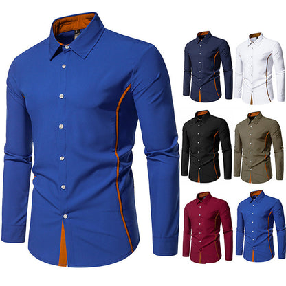 Herren modisches Langarmhemd mit stilvollen Kontrastdetails BerlinGlamour: Moderne Langarmhemd für Herren mit stilvollen Details und Kontrasten zur Berliner Glamour.
