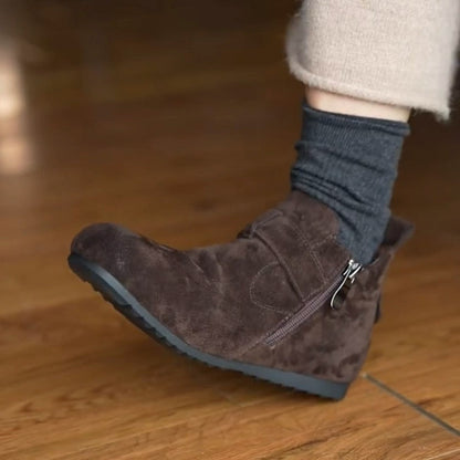 Damen Mokassins Bequem Reißverschluss Schuhe Heidi Stil
