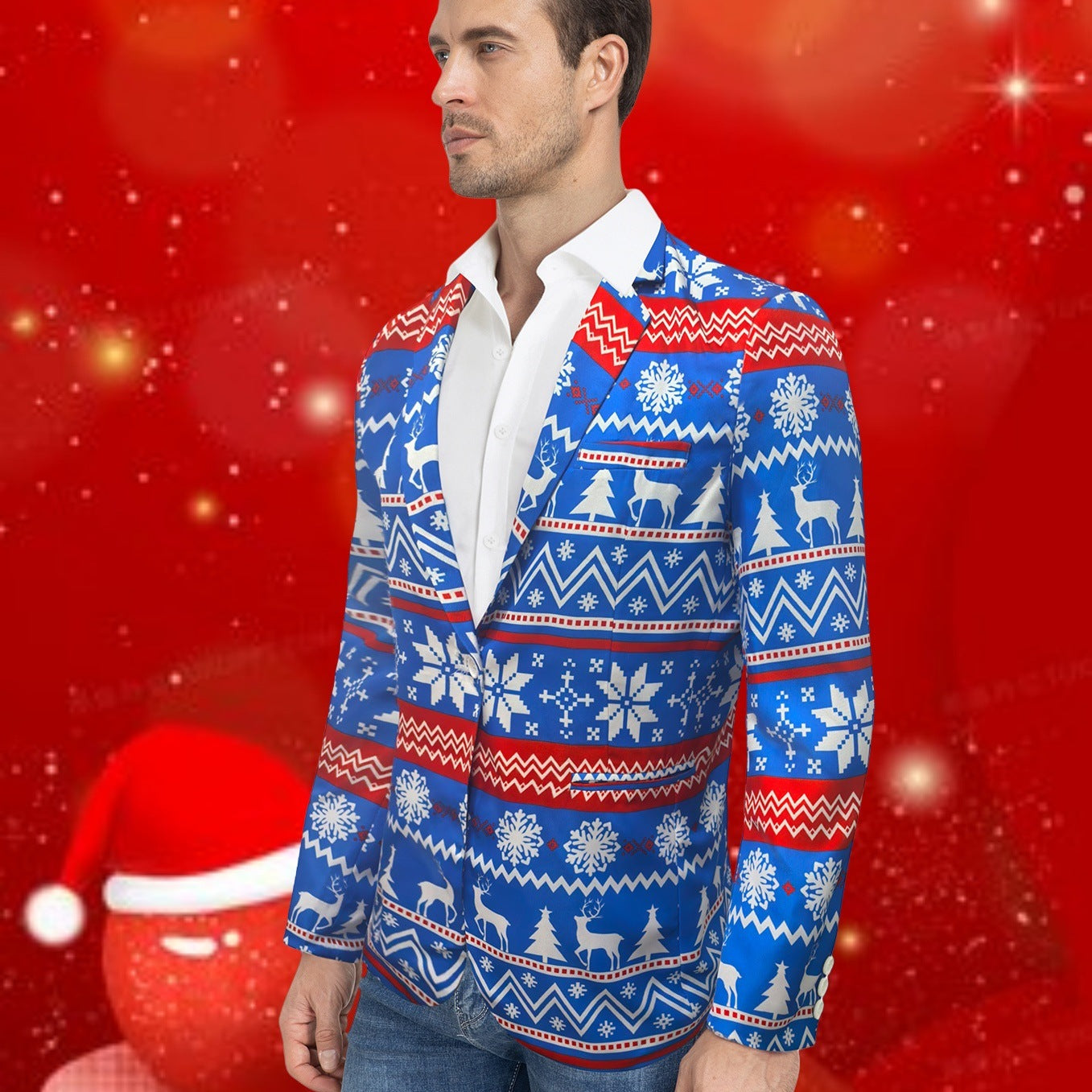 Weihnachts-Blazer Herren Festlich Glanz Schwarz
