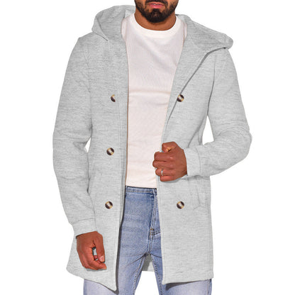 Herren modische Jacke mit Kapuze und doppelter Knopfleiste Berlin-Glamour.