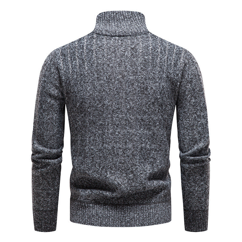 Herren Rollkragenpullover Modern Reißverschluss Pullover Schwarz