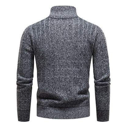 Herren Rollkragenpullover Modern Reißverschluss Pullover Schwarz