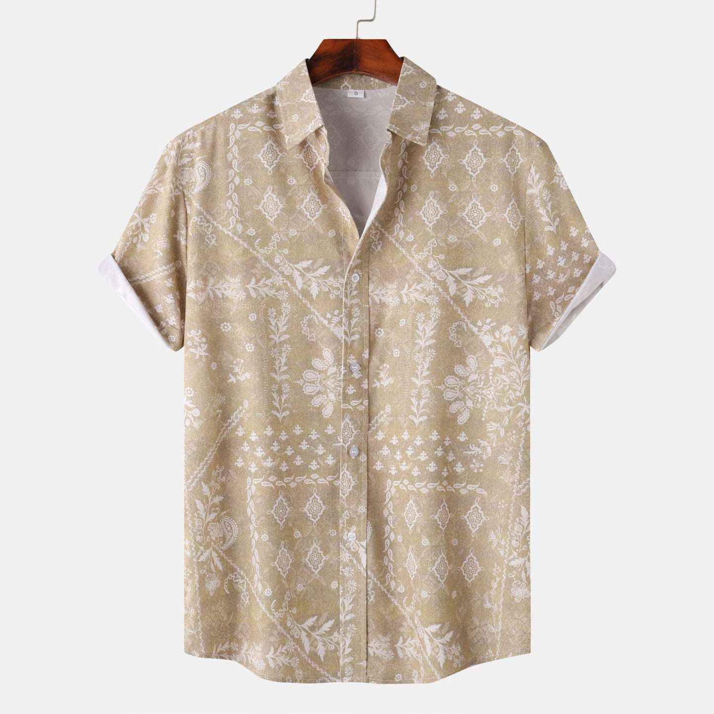 Herren Kurzarmhemd Modern Floral Leger