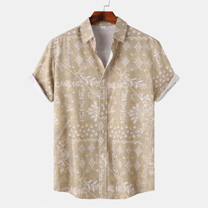 Herren Kurzarmhemd Modern Floral Leger