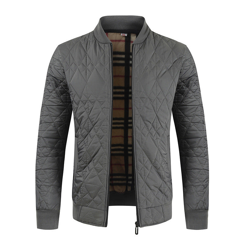 Herren Bomberjacke Warm Wattierte Karomuster Jacke Modern