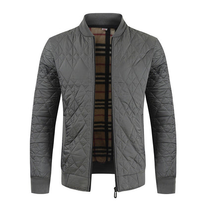 Herren Bomberjacke Warm Wattierte Karomuster Jacke Modern