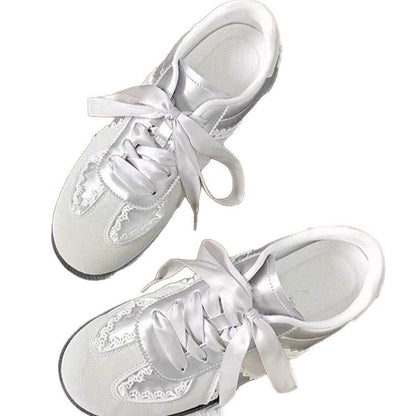 Damen Sneaker Elegant Satinband Damen Schuhe