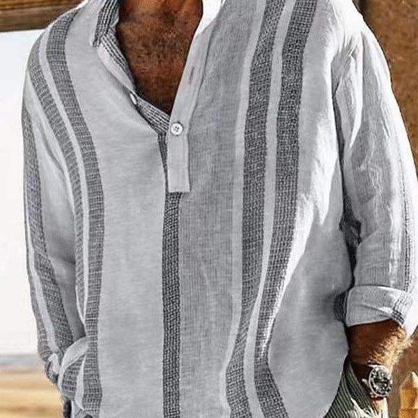 Herren Langarmshirt Modern Strukturiert Locker