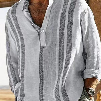 Herren Langarmshirt Modern Strukturiert Locker