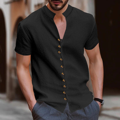Herren Kurzarmhemd Modern Knopfdesign Slim Fit
