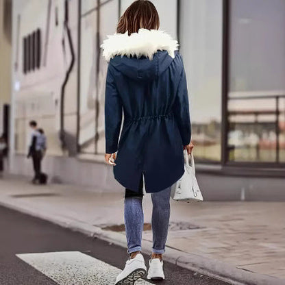 Damen Winterjacke Gefüttert Warm mit Abnehmbarer Kapuze