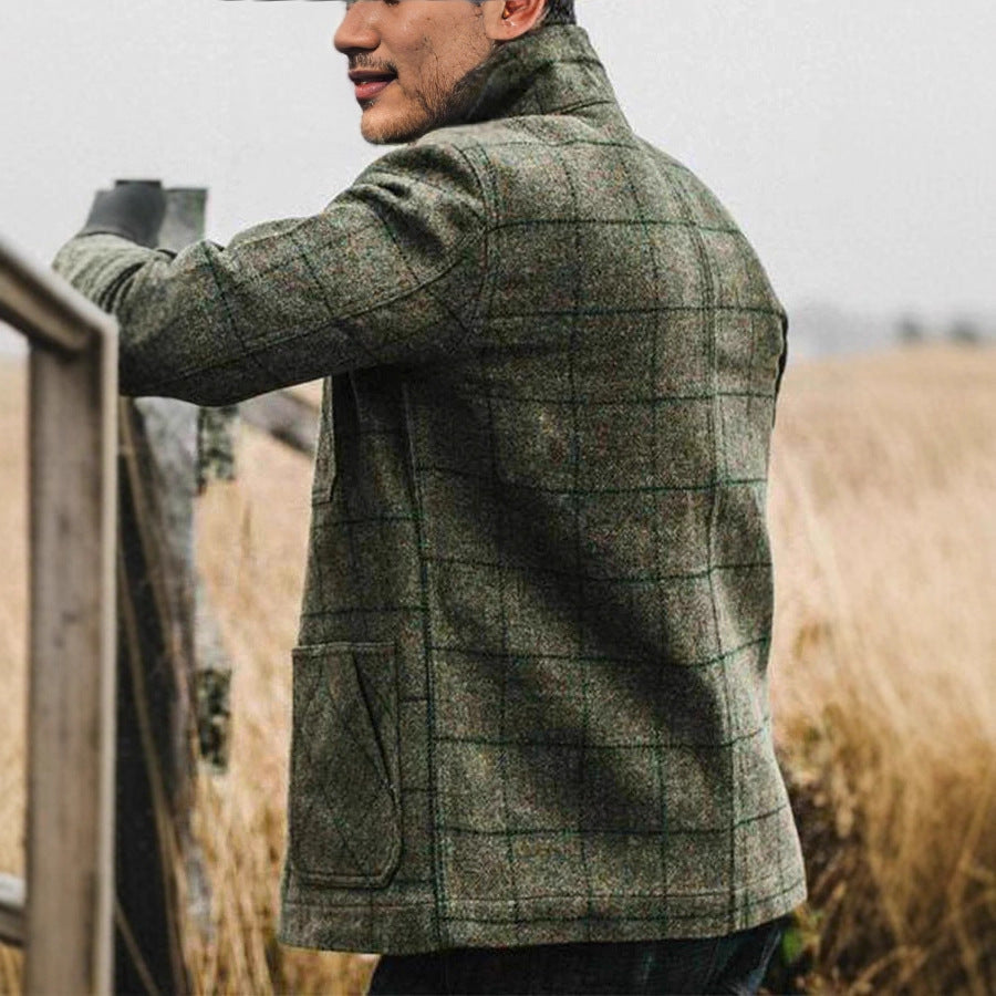 Herren Wolljacke Elegante Karo Zeitlos Modern