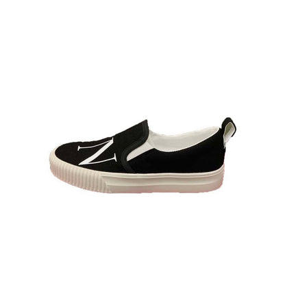 Damen Sneaker Slip-On Weite Passform Logo-Design Schwarz