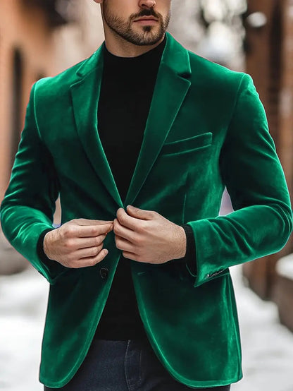 Eleganter Herren Samt Blazer Moderner Schnitt schwarz