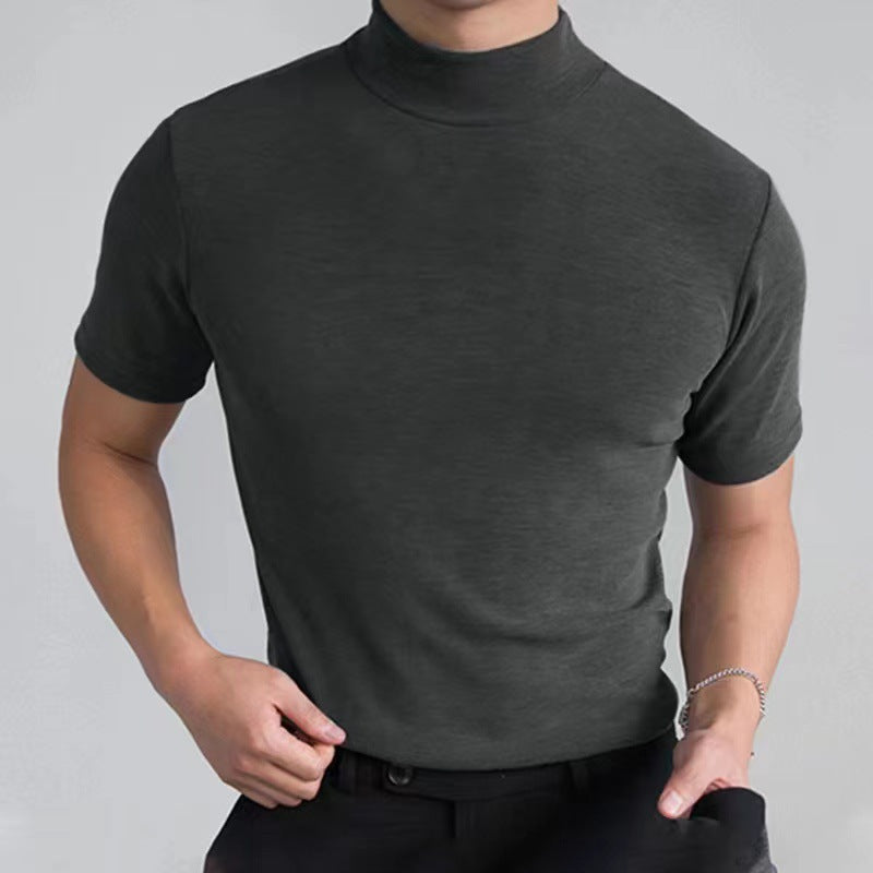 Herren T-Shirt Kurzarm Rollkragen Modern Hochwertig