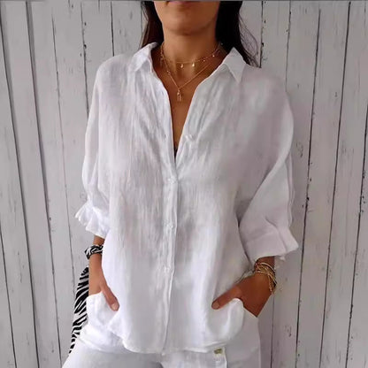 Leichte Damen Leinenbluse mit lockerer Passform Sommer - BerlinGlamour