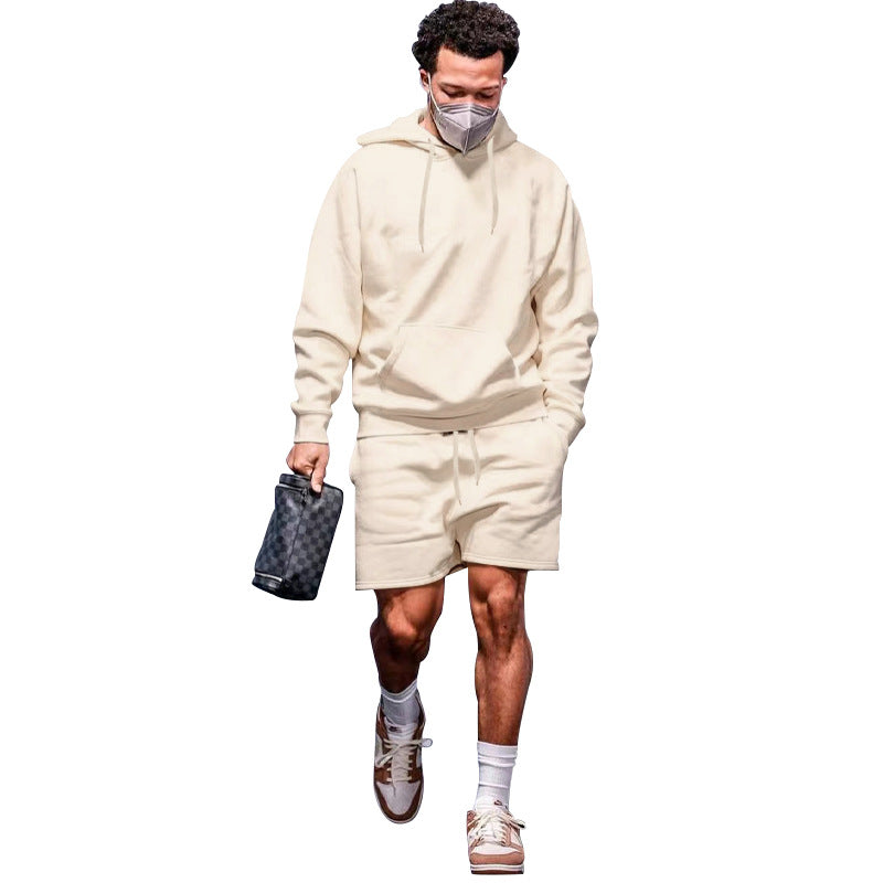 Herren Sportset Hoodie Shorts atmungsaktiv mit Taschen