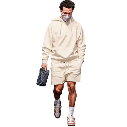 Herren Sportset Hoodie Shorts atmungsaktiv mit Taschen