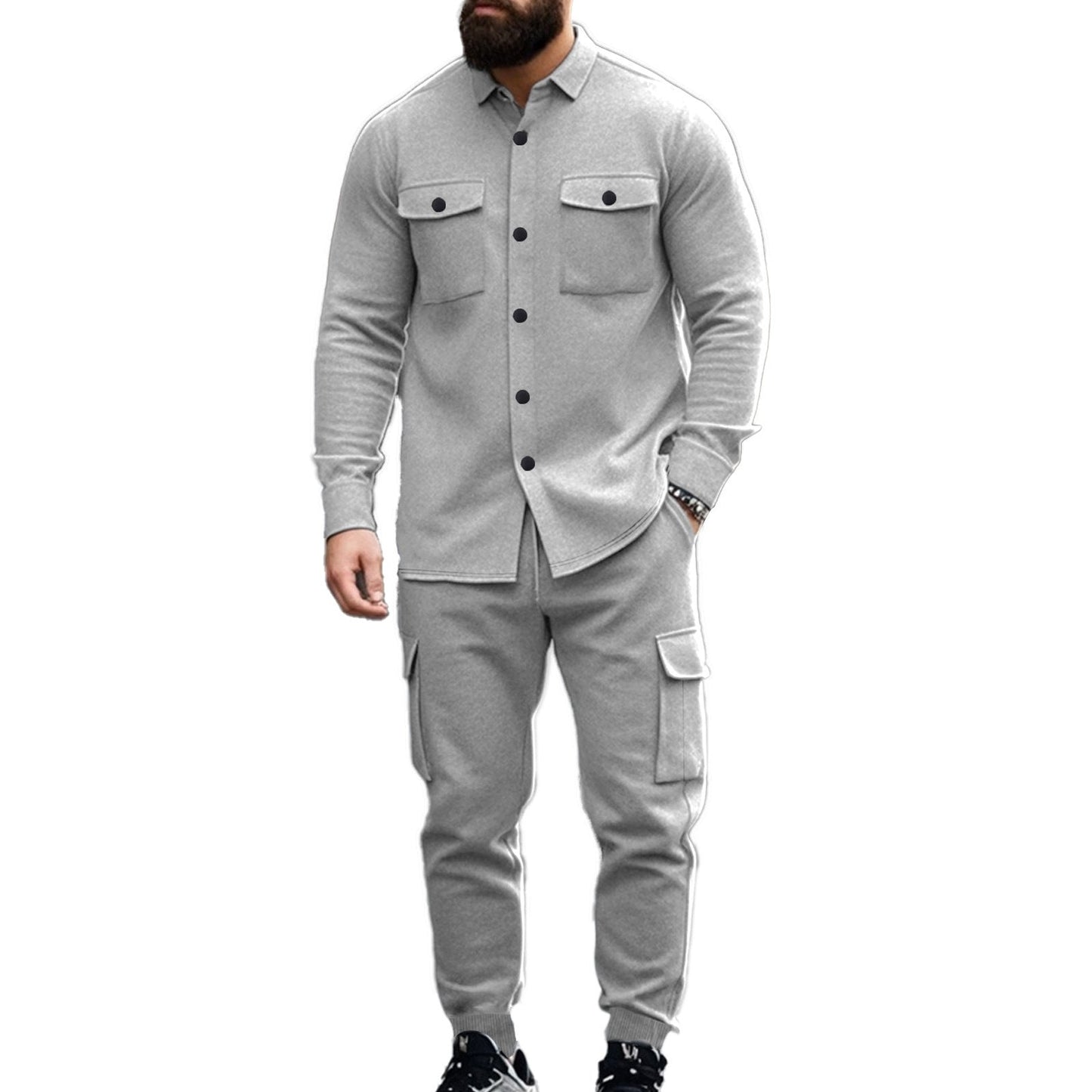 Herren Cargo-Hose modisch mit Langarm-Shirt Trendy