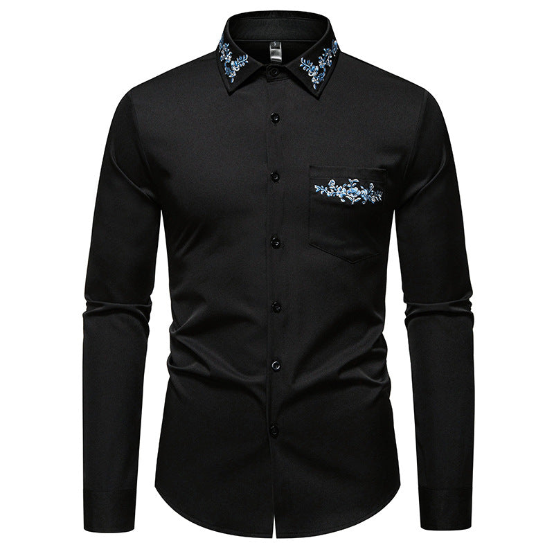 Herren Hemd Elegantes Blumenmuster Stehkragen Modern