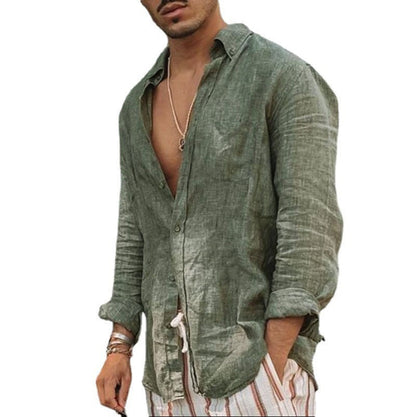 Leichte Herren Leinenbluse Sommer Bequem