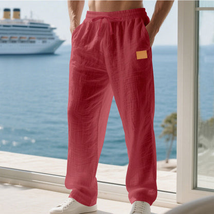 Herren Sommerhose Leicht Leinen Bequem Luftig