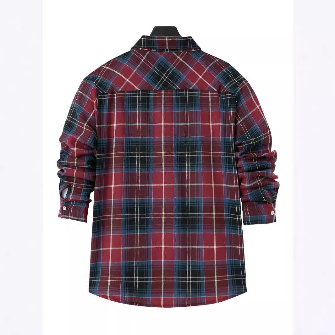 Herren Hemd Kariert Freizeitshirt mit Brusttasche