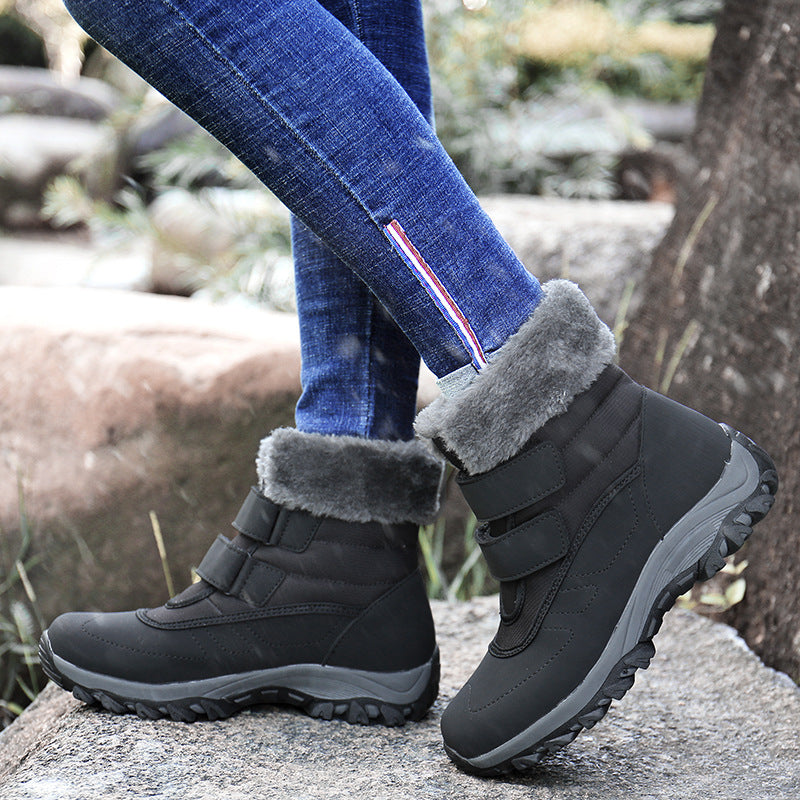Damen Winterstiefel Warm Klettverschluss Wintermode