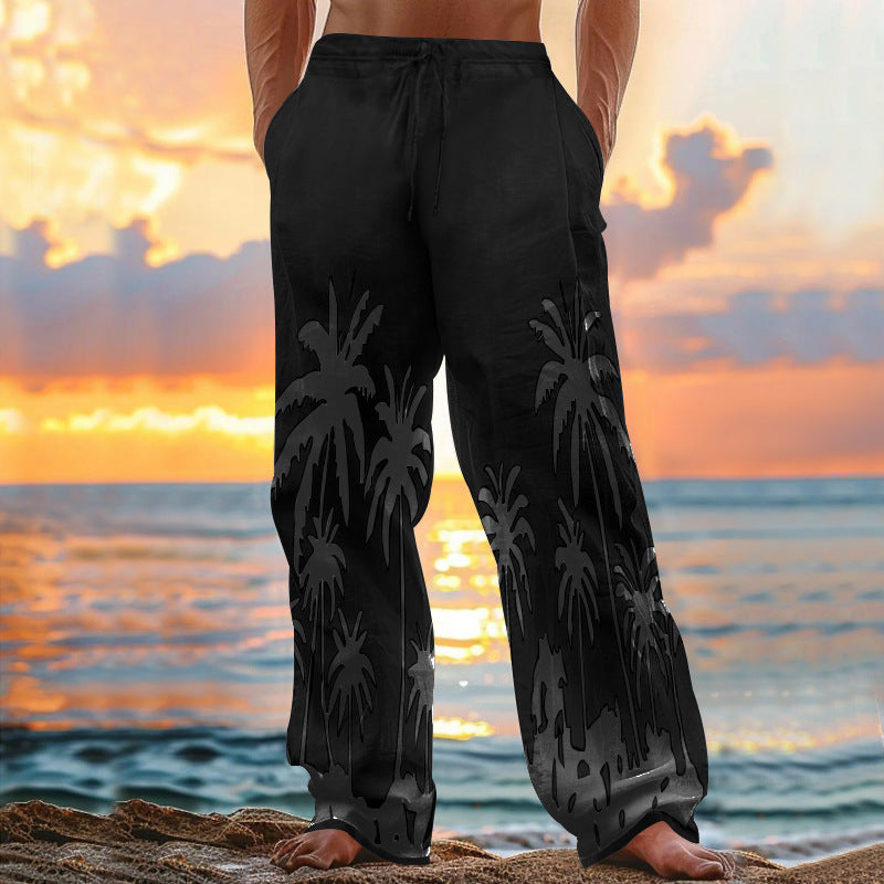 Herren Strandhose Palmen Motiv Leicht Sommer