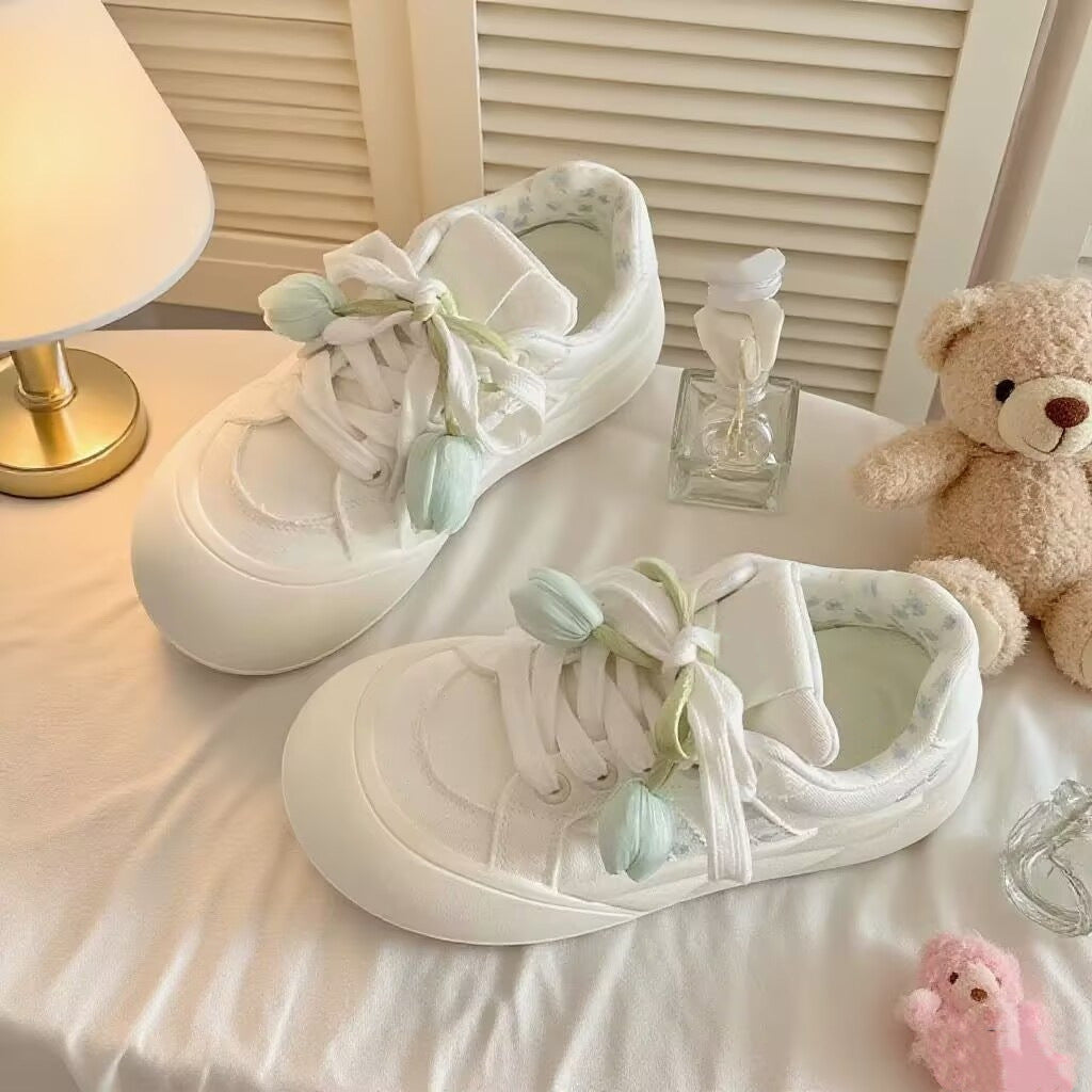 Damen Sneaker Blüten Muster Bequem Polsterung - BerlinGlamour