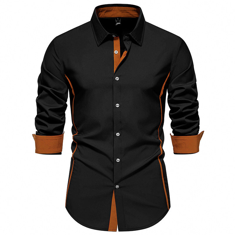 Herren modisches Langarmhemd mit stilvollen Kontrastdetails BerlinGlamour: Moderne Langarmhemd für Herren mit stilvollen Details und Kontrasten zur Berliner Glamour.
