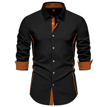 Herren modisches Langarmhemd mit stilvollen Kontrastdetails BerlinGlamour: Moderne Langarmhemd für Herren mit stilvollen Details und Kontrasten zur Berliner Glamour.