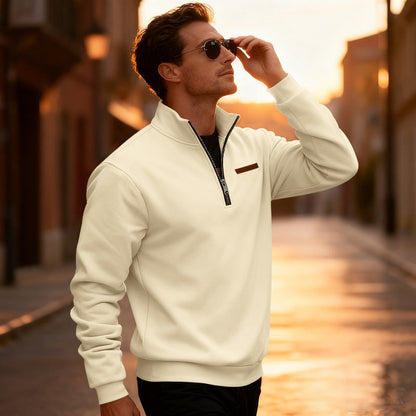 Herren Sportpullover Halbhoch Reißverschluss Modern