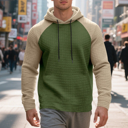 Herren Kapuzenpullover Struktur Optik Farbblock