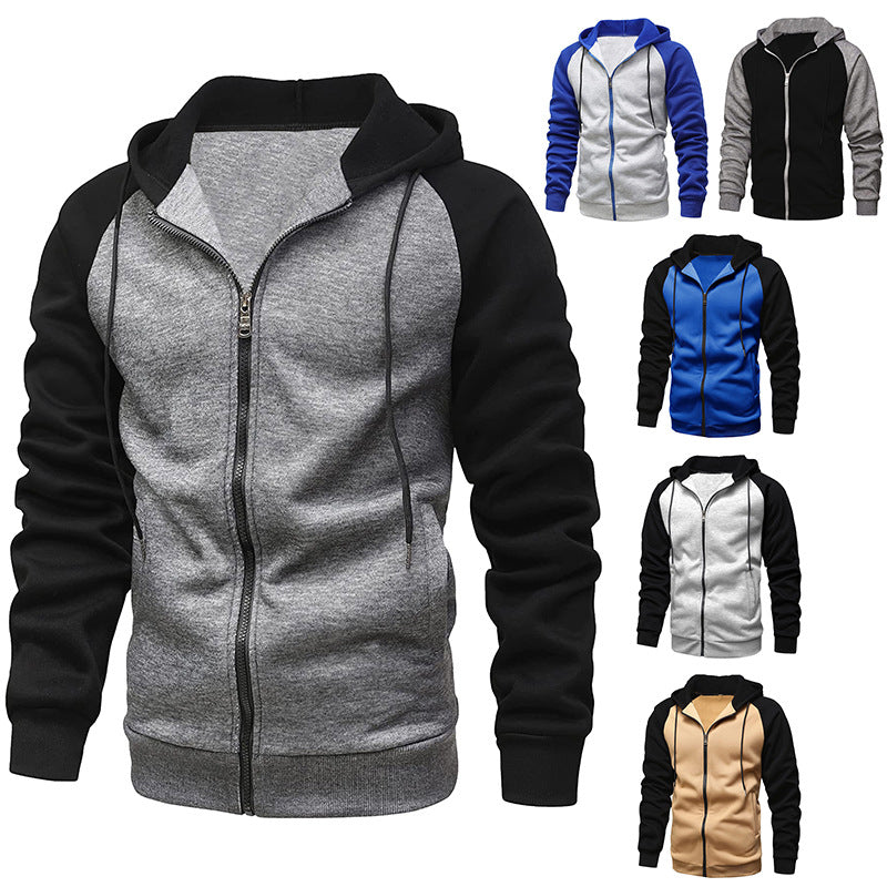 Herren Kapuzenjacke Lässig Mit Kontrast Ärmeln Streetwear - BerlinGlamour