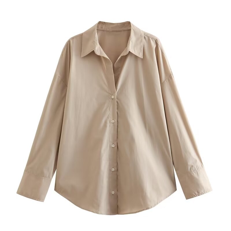 Elegante Damenbluse Satin Optik Knopfleiste Zeitlos