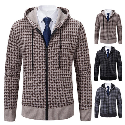 Herren Strickpullover Kapuzenpulli Karomuster Modern - BerlinGlamour