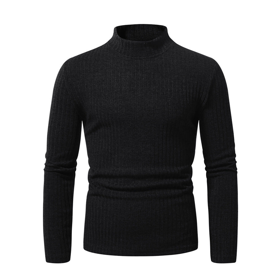 Herren Rollkragenpullover aus Wolle mit Rippmuster Elegant